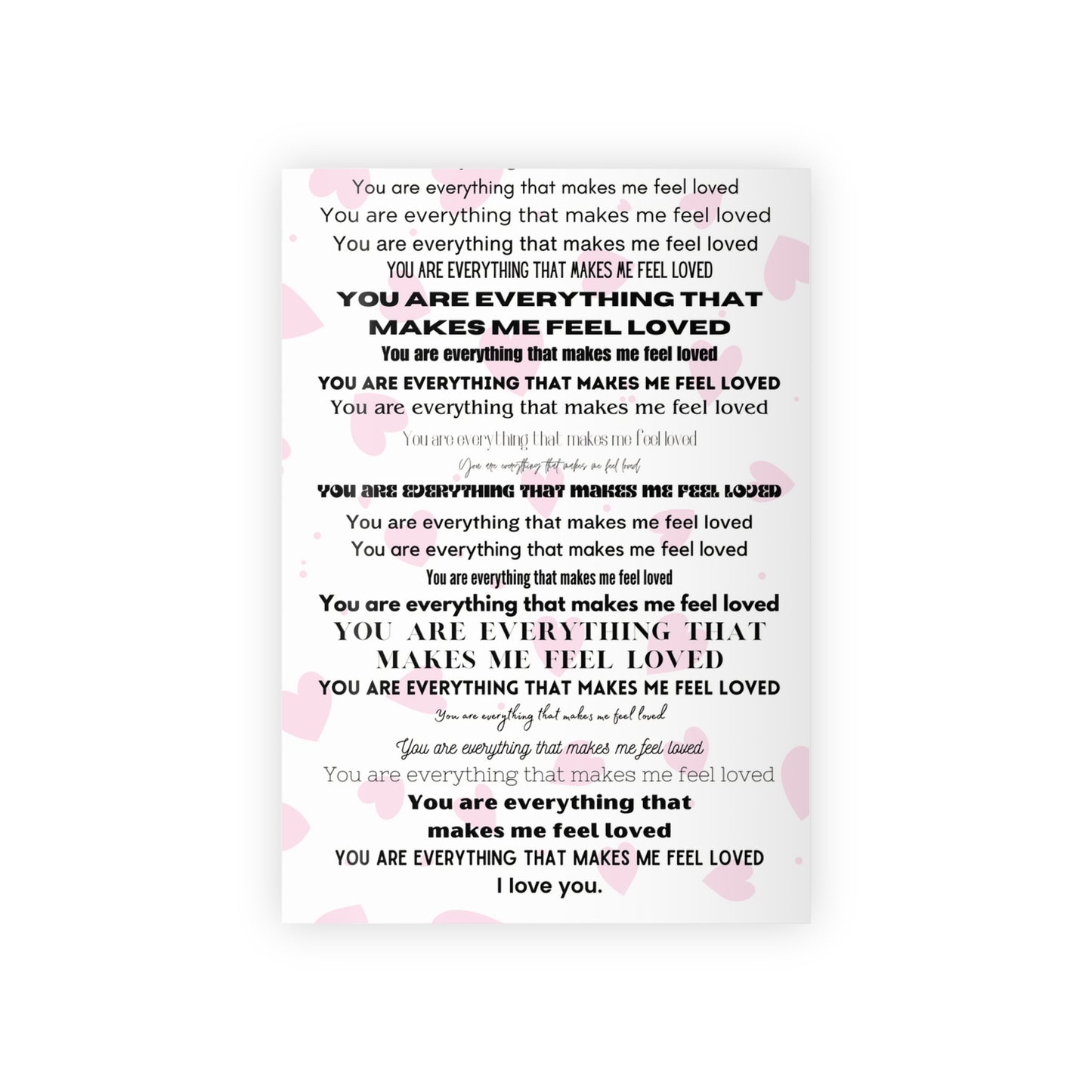 Gift Wrapping Paper Rolls "You are everything that makes me feel loved", RED HEARTS - 1pc