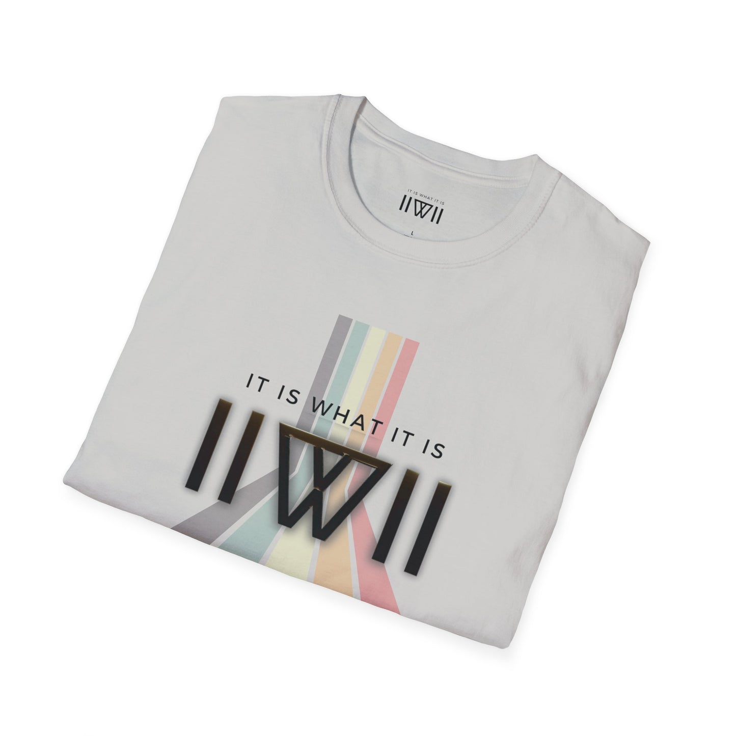 T-Shirt - The Big Logo - IIWII "It Is What It Is" pastel rainbow Unisex Soft style T-Shirt tee
