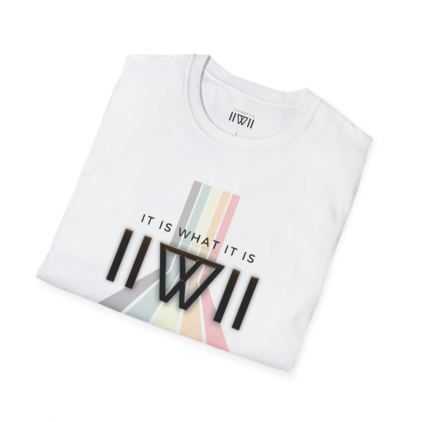T-Shirt - The Big Logo - IIWII "It Is What It Is" pastel rainbow Unisex Soft style T-Shirt tee