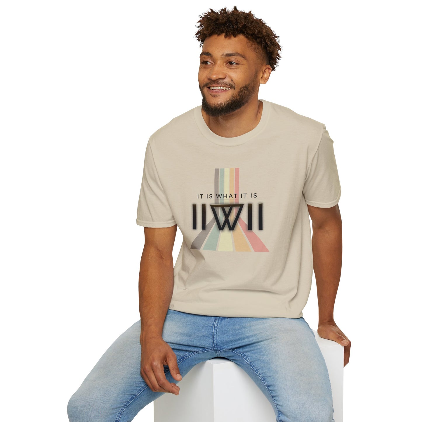 T-Shirt - The Big Logo - IIWII "It Is What It Is" pastel rainbow Unisex Soft style T-Shirt tee