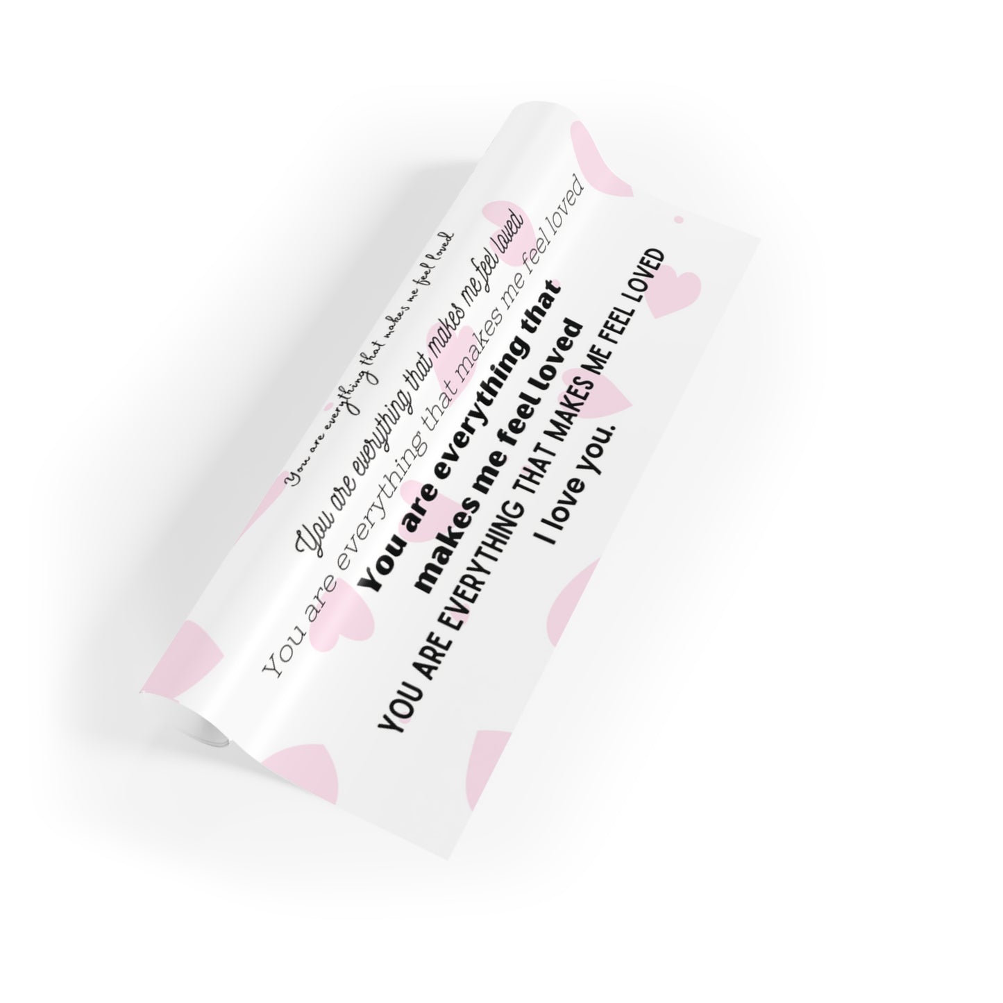 Gift Wrapping Paper Rolls "You are everything that makes me feel loved", RED HEARTS - 1pc