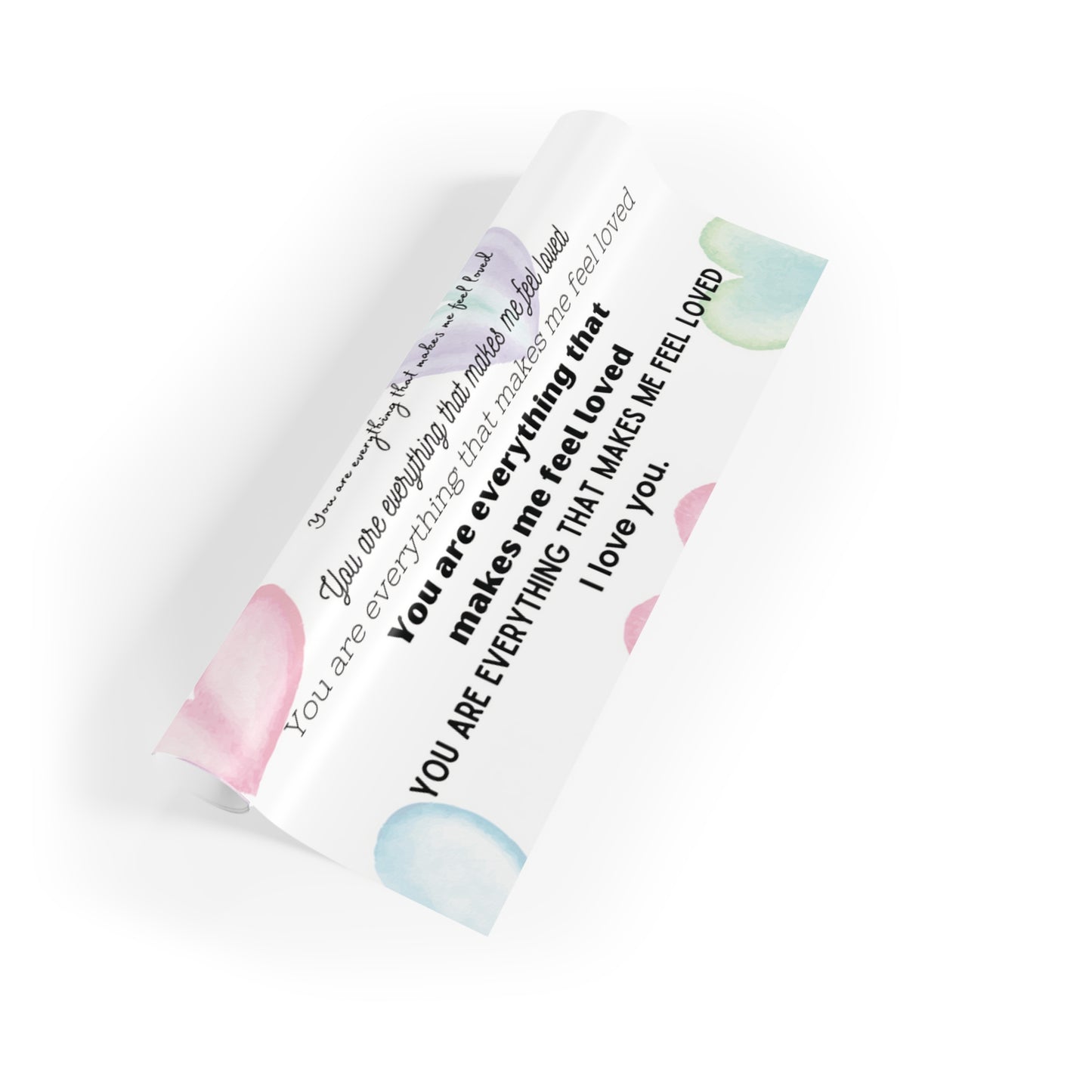 Gift Wrapping Paper Rolls "You are everything that makes me feel loved", RAINBOW HEARTS - 1pc