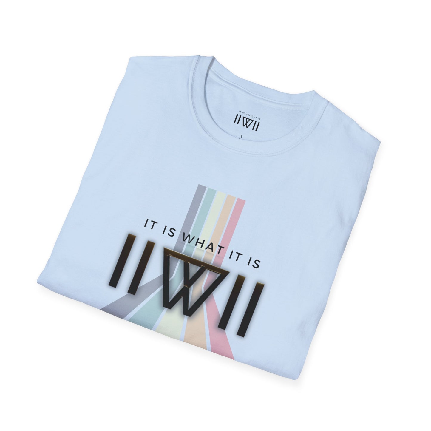 T-Shirt - The Big Logo - IIWII "It Is What It Is" pastel rainbow Unisex Soft style T-Shirt tee