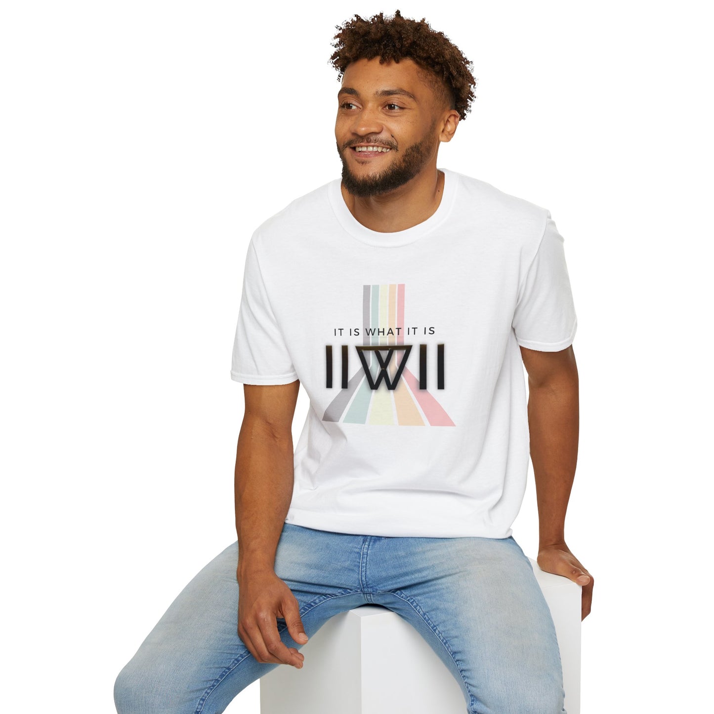 T-Shirt - The Big Logo - IIWII "It Is What It Is" pastel rainbow Unisex Soft style T-Shirt tee