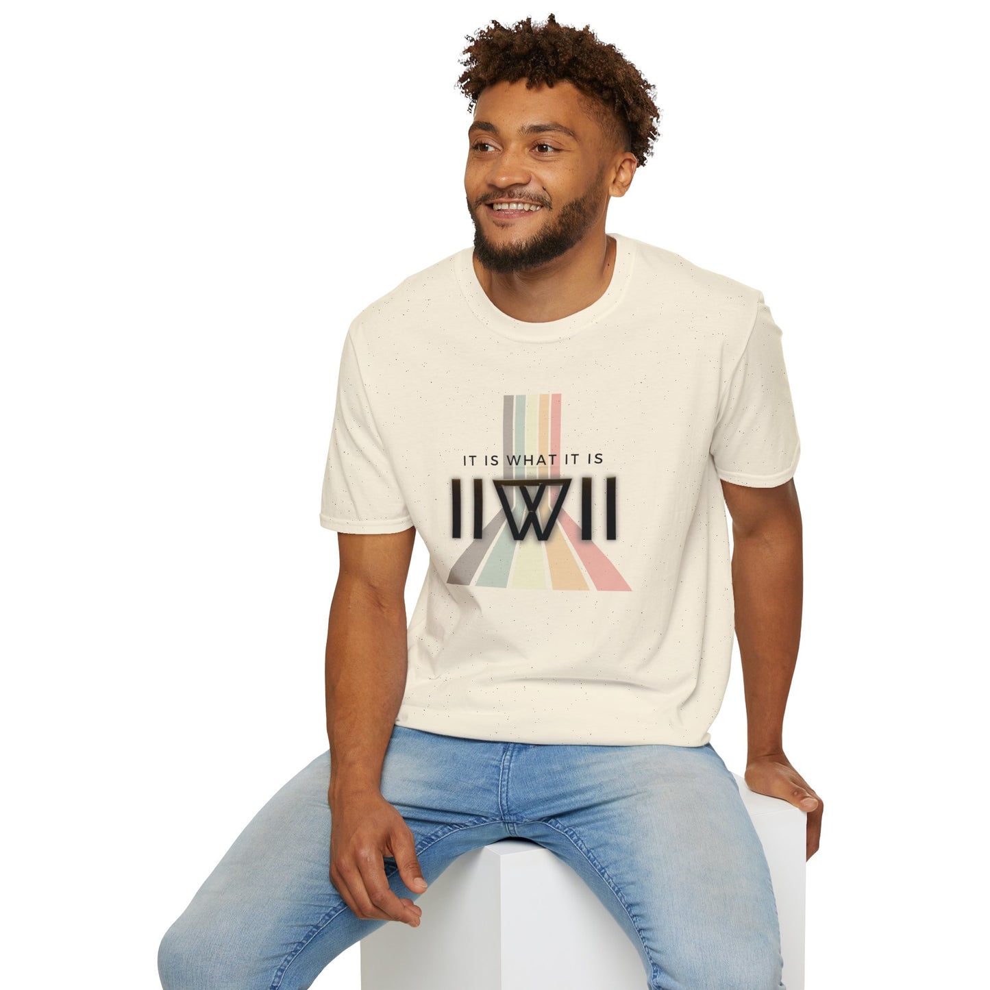 T-Shirt - The Big Logo - IIWII "It Is What It Is" pastel rainbow Unisex Soft style T-Shirt tee