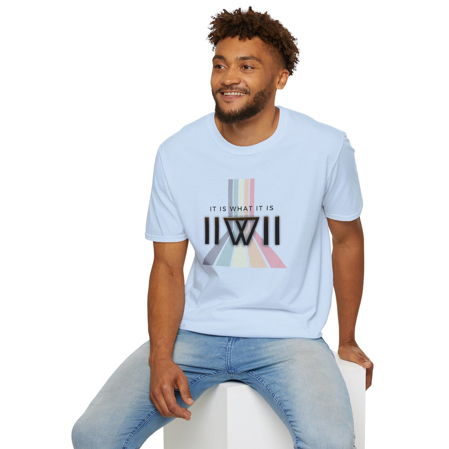 T-Shirt - The Big Logo - IIWII "It Is What It Is" pastel rainbow Unisex Soft style T-Shirt tee