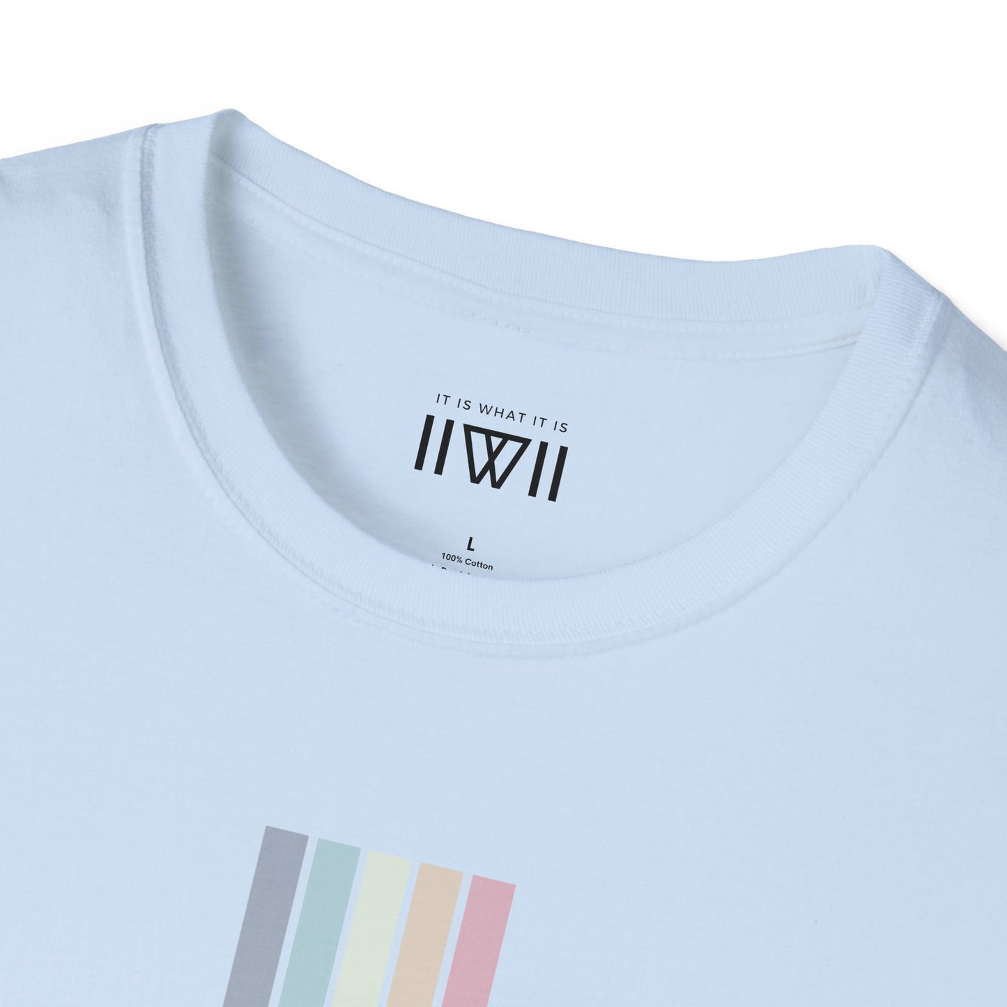 T-Shirt - The Big Logo - IIWII "It Is What It Is" pastel rainbow Unisex Soft style T-Shirt tee