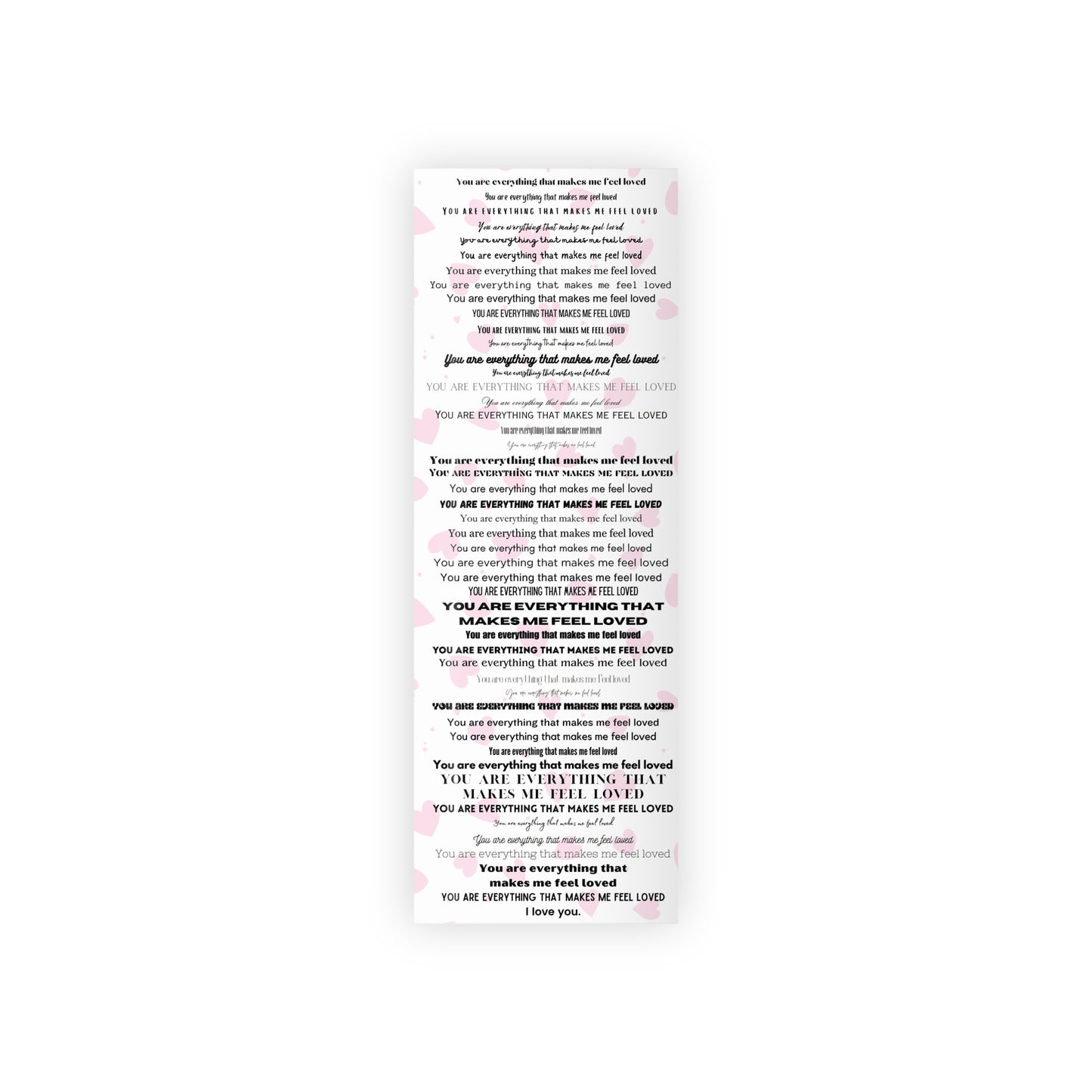 Gift Wrapping Paper Rolls "You are everything that makes me feel loved", RED HEARTS - 1pc