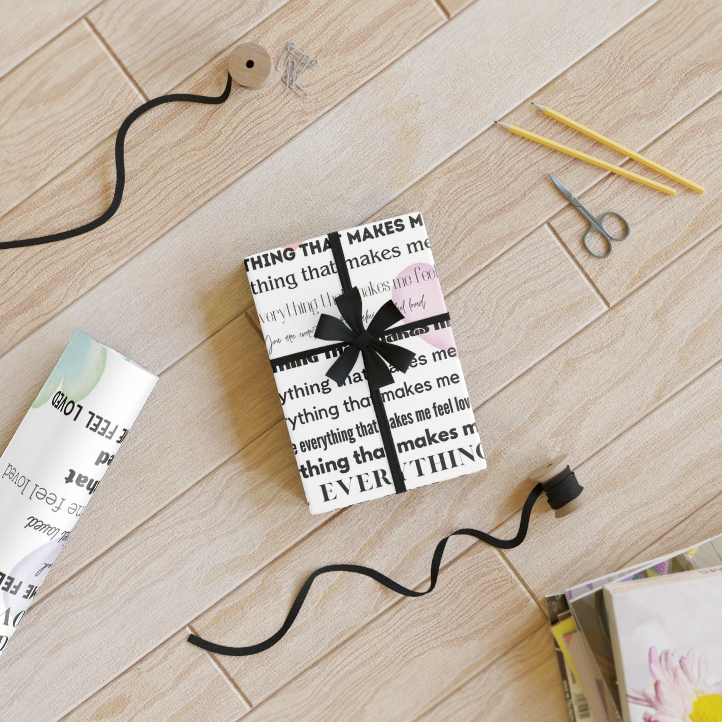 Gift Wrapping Paper Rolls "You are everything that makes me feel loved", RAINBOW HEARTS - 1pc
