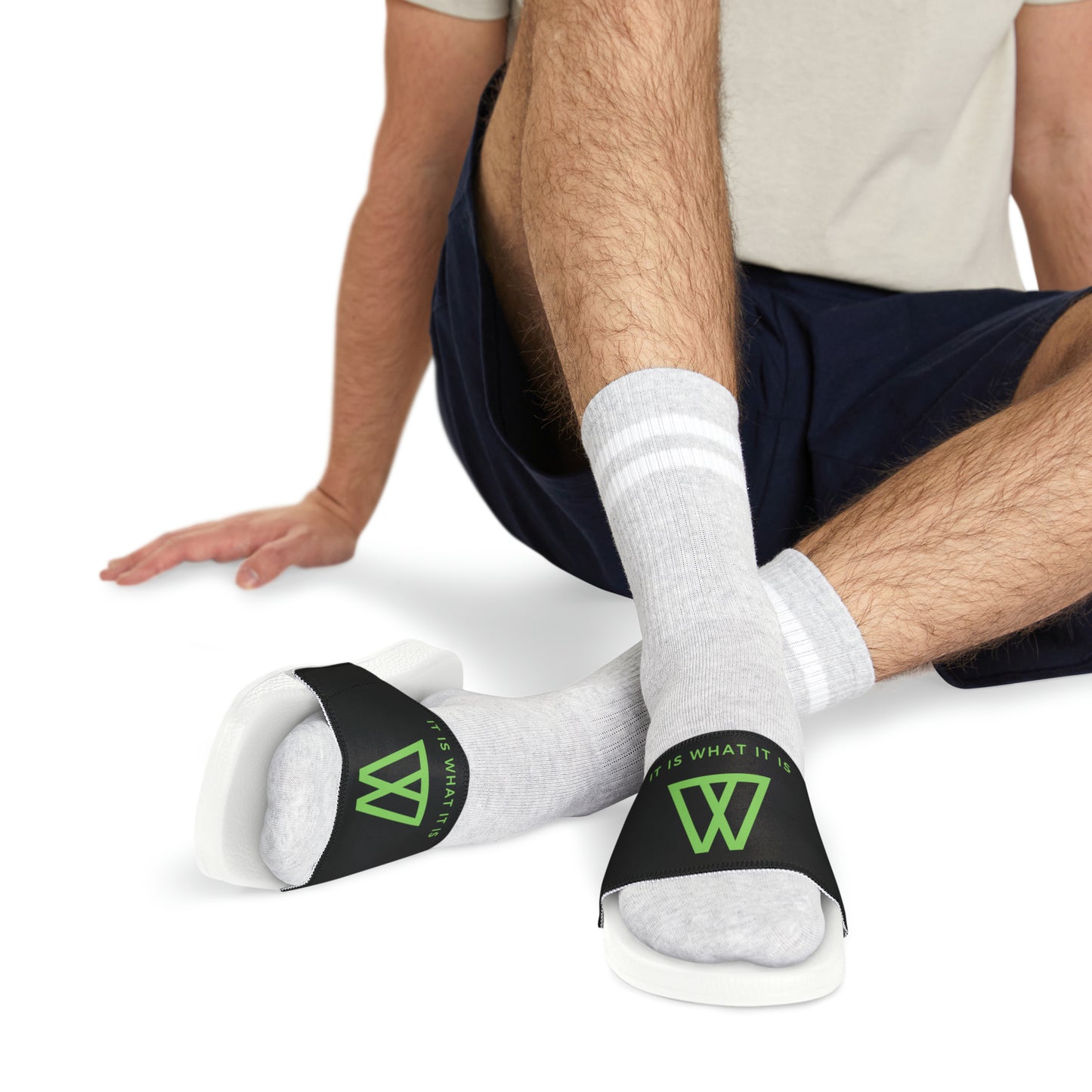 Slide Sandals Flip Flops - IIWII logo branded - Men's PU Slide Sandals