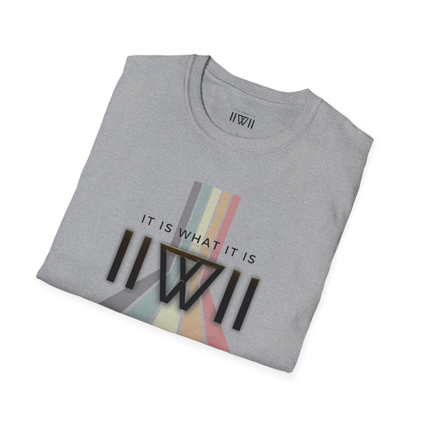 T-Shirt - The Big Logo - IIWII "It Is What It Is" pastel rainbow Unisex Soft style T-Shirt tee