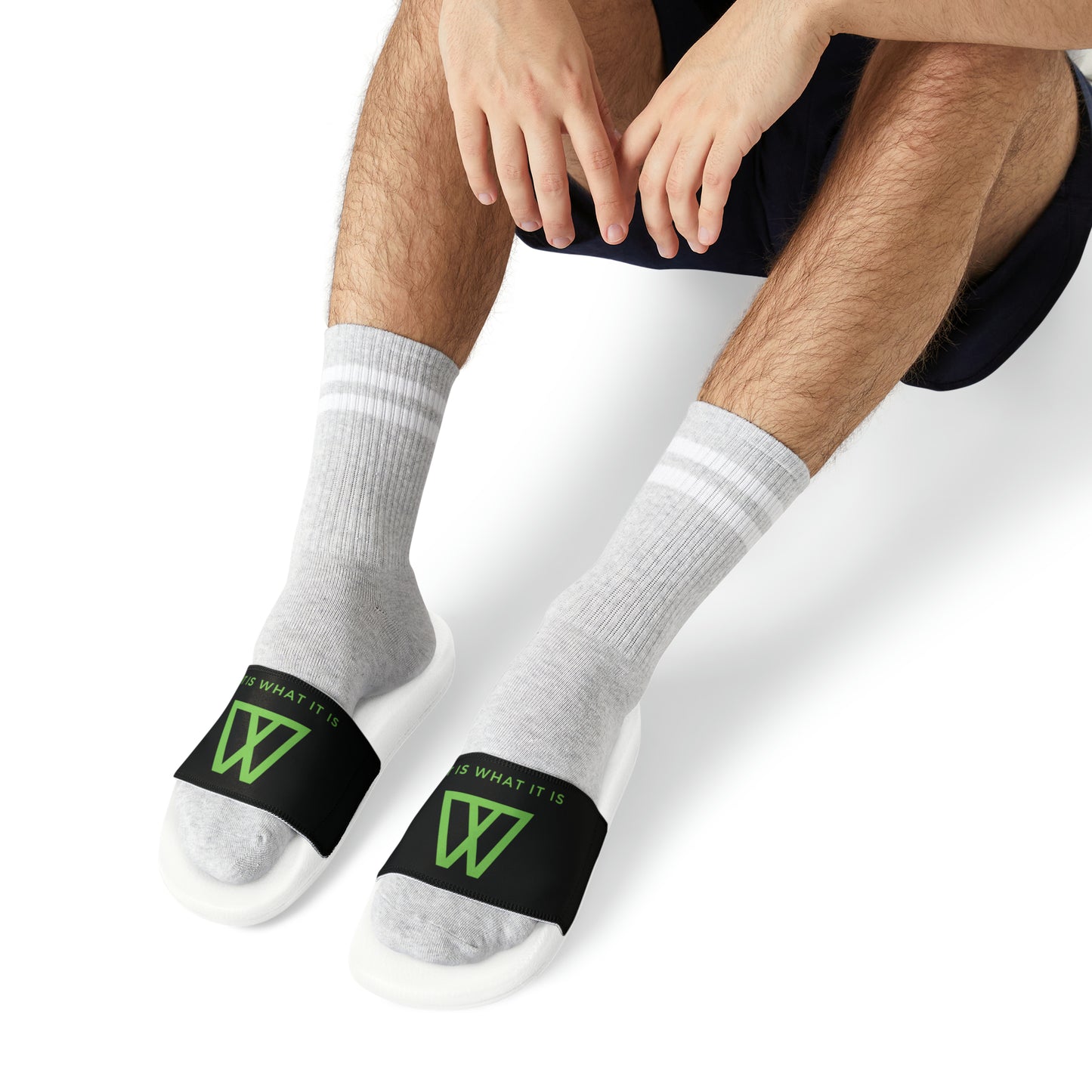 Slide Sandals Flip Flops - IIWII logo branded - Men's PU Slide Sandals