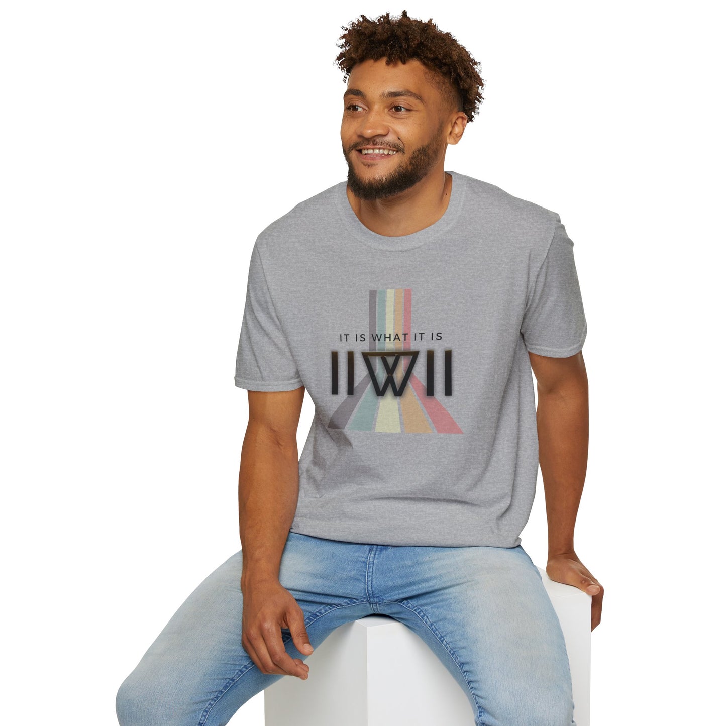 T-Shirt - The Big Logo - IIWII "It Is What It Is" pastel rainbow Unisex Soft style T-Shirt tee