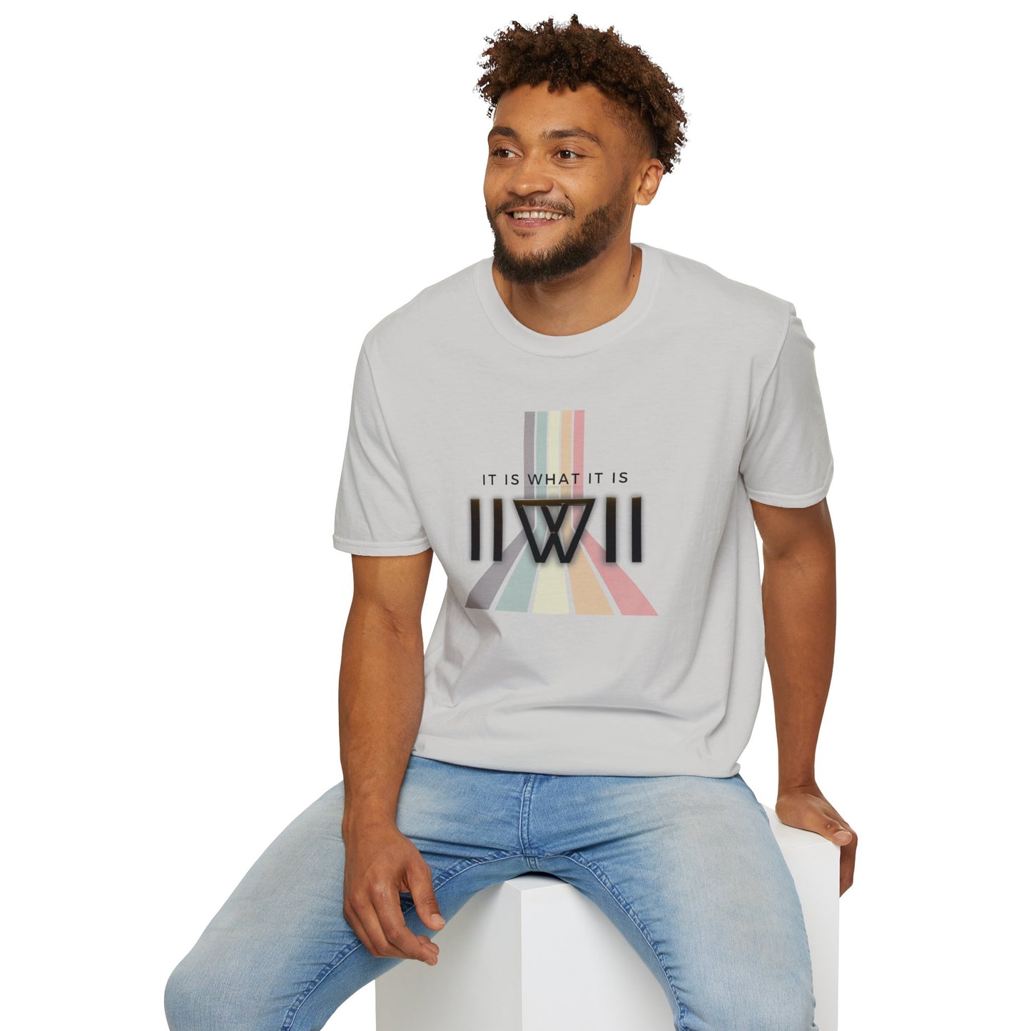 T-Shirt - The Big Logo - IIWII "It Is What It Is" pastel rainbow Unisex Soft style T-Shirt tee