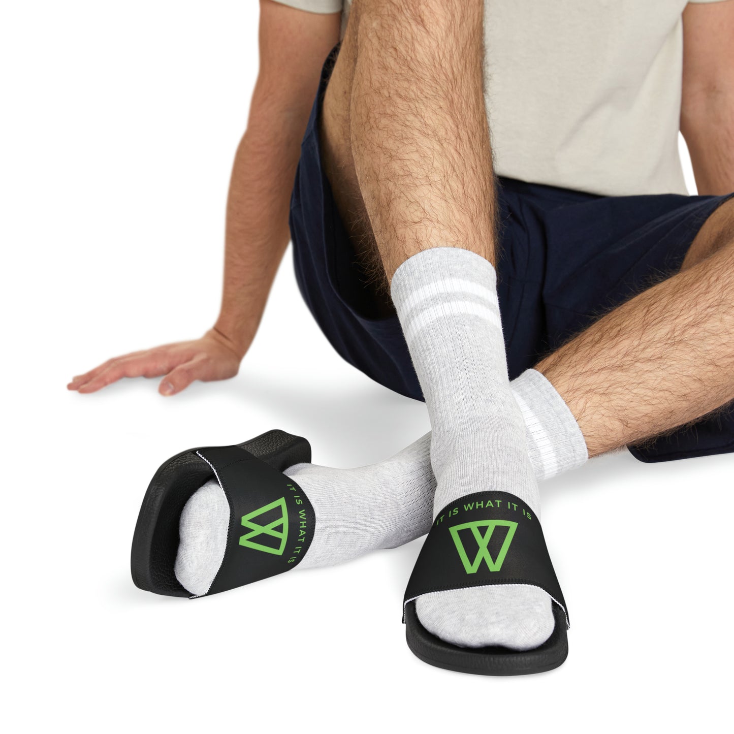 Slide Sandals Flip Flops - IIWII logo branded - Men's PU Slide Sandals