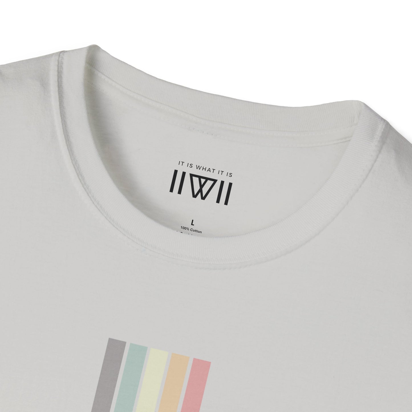 T-Shirt - The Big Logo - IIWII "It Is What It Is" pastel rainbow Unisex Soft style T-Shirt tee