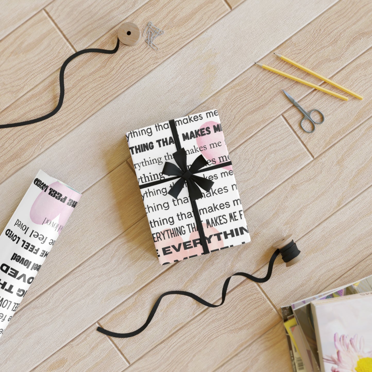 Gift Wrapping Paper Rolls "You are everything that makes me feel loved", RAINBOW HEARTS - 1pc